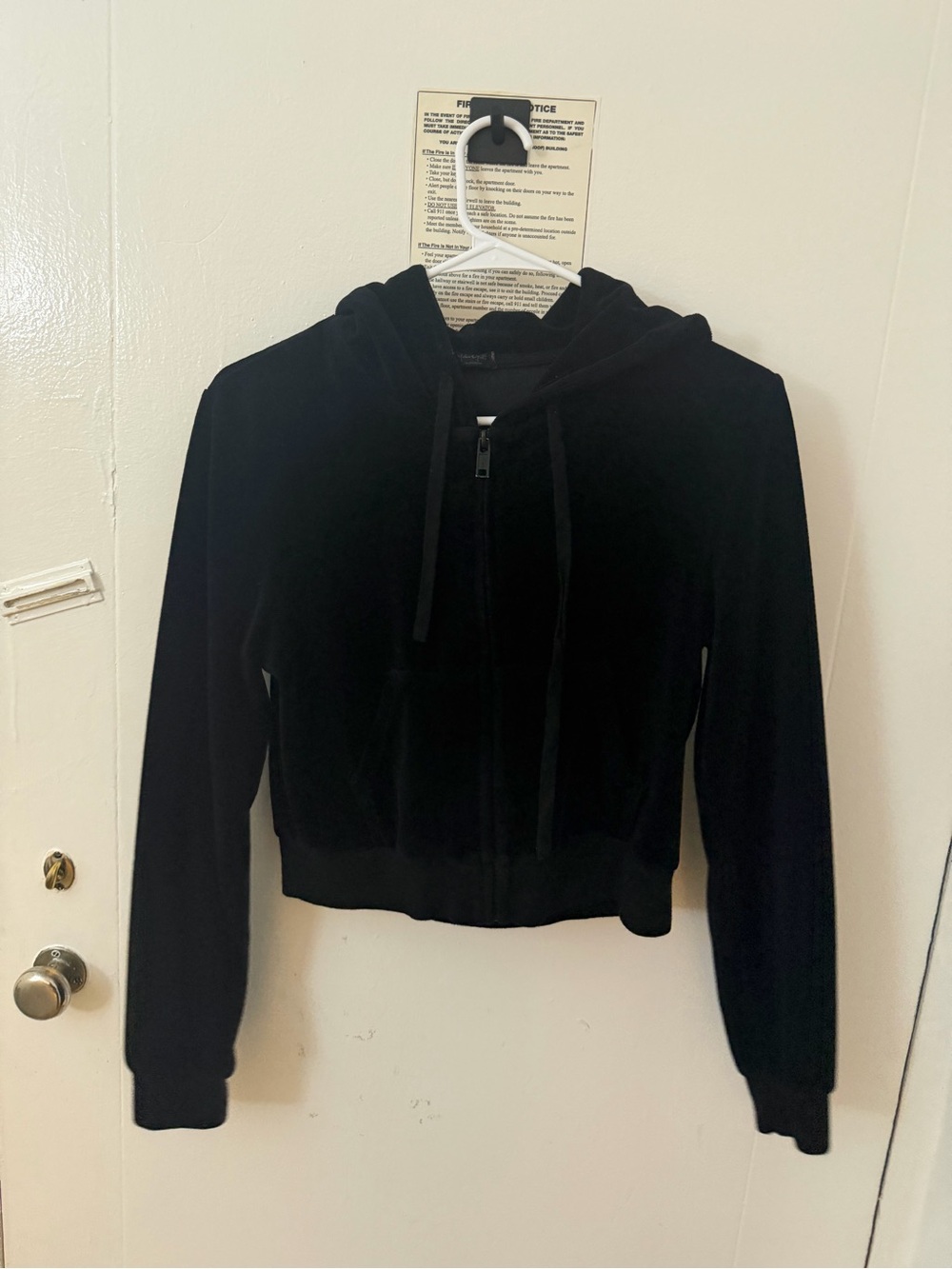 Brandy Melville Black Cropped Zip Hoodie